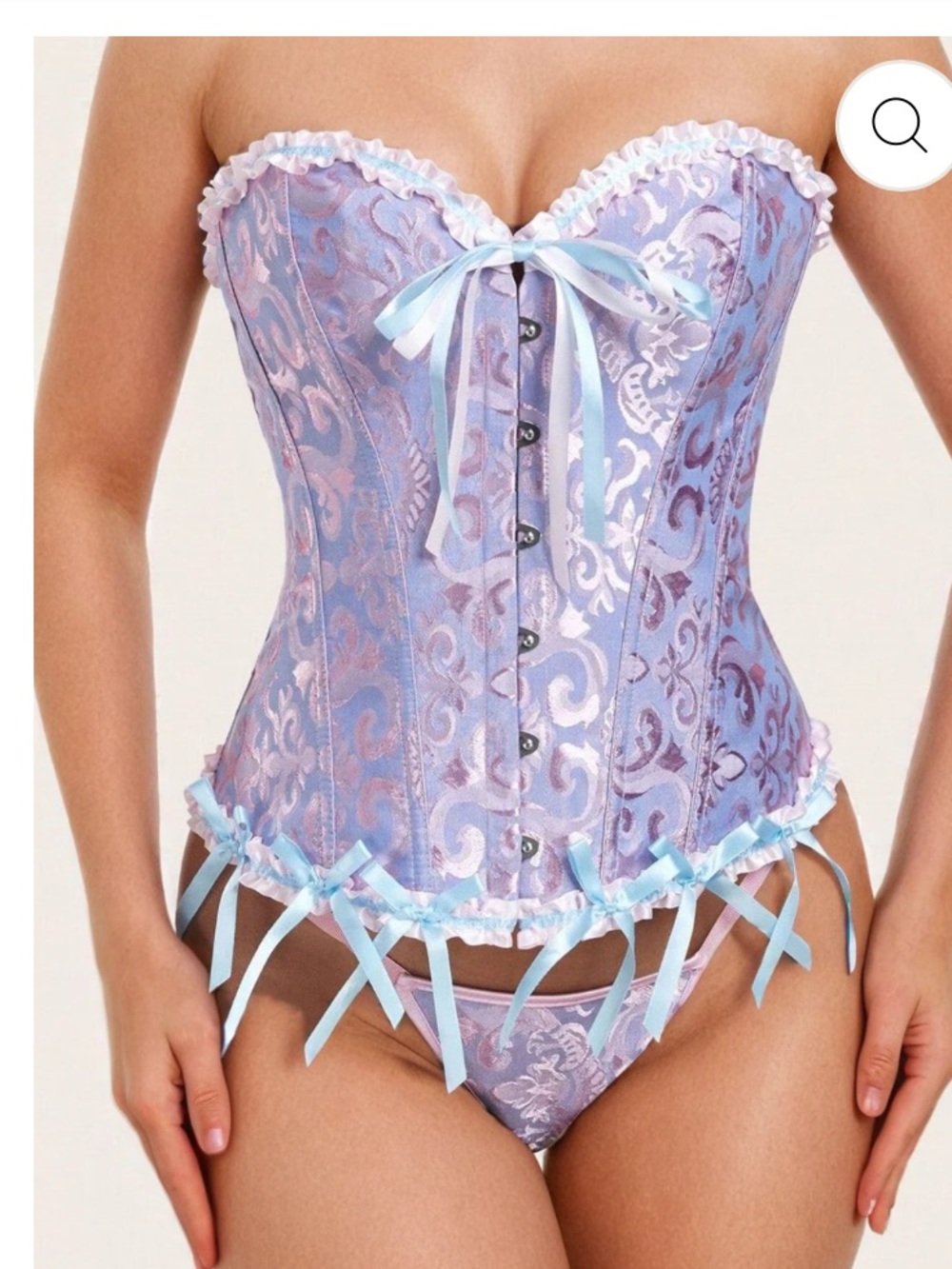 Pink lace sweetheart corset with thong XL tapestry sexy